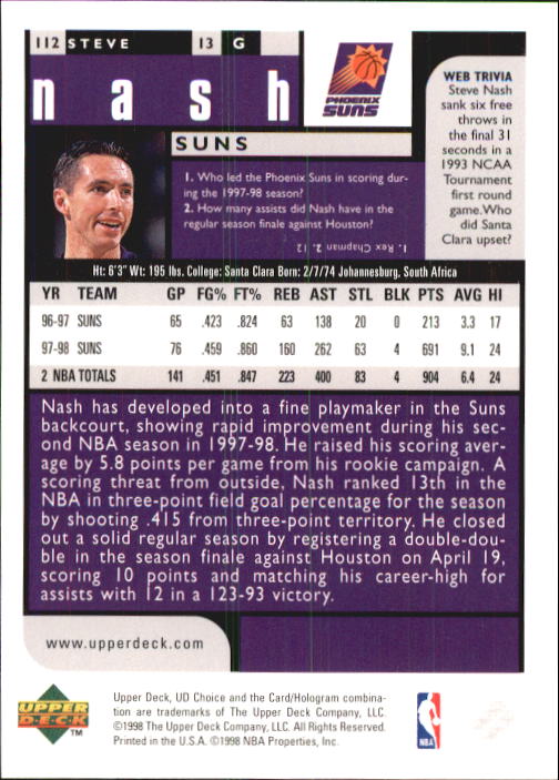 1998-99 UD Choice Basketball (Pick Choose Complete) - Picture 217 of 373