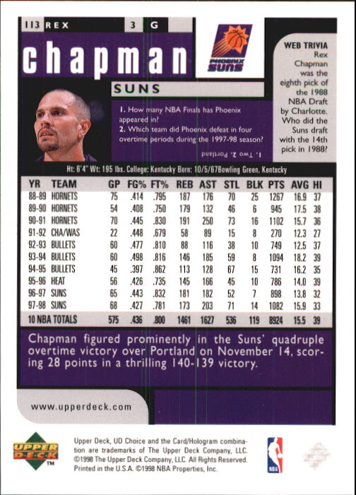 1998-99 UD Choice Basketball (Pick Choose Complete) - Picture 219 of 373