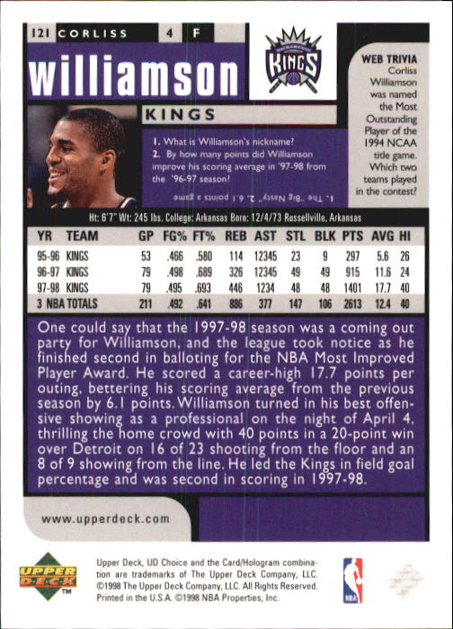 1998-99 UD Choice Basketball (Pick Choose Complete) - Picture 235 of 373