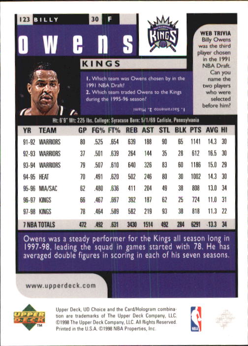 1998-99 UD Choice Basketball (Pick Choose Complete) - Picture 239 of 373