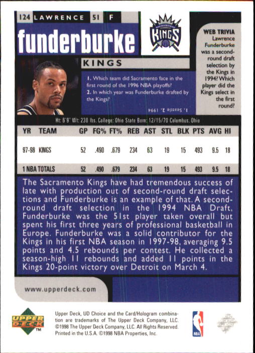 1998-99 UD Choice Basketball (Pick Choose Complete) - Picture 241 of 373