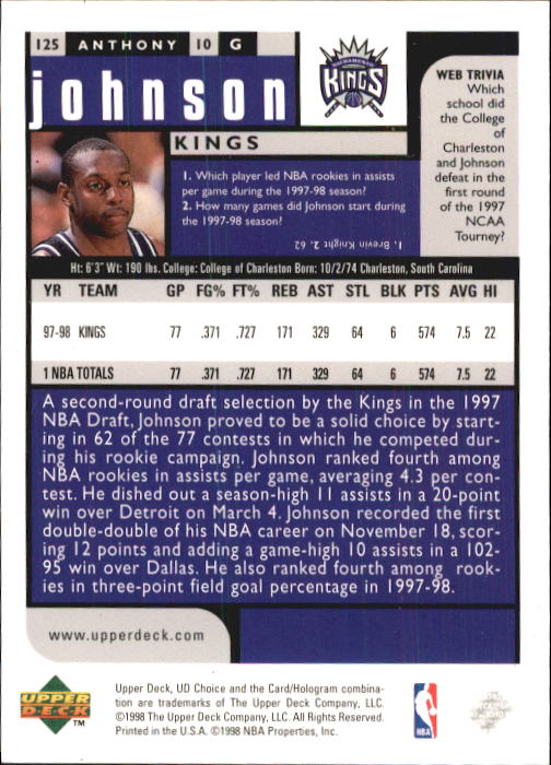 1998-99 UD Choice Basketball (Pick Choose Complete) - Picture 243 of 373