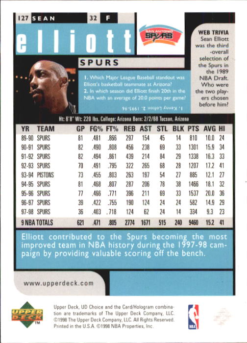 1998-99 UD Choice Basketball (Pick Choose Complete) - Picture 247 of 373
