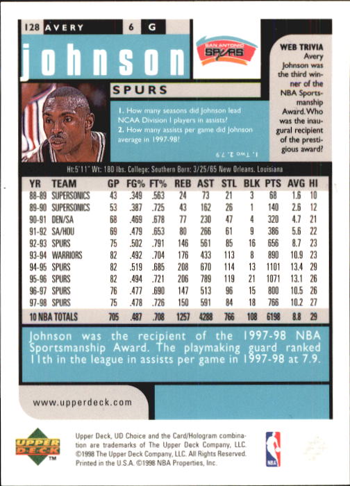 1998-99 UD Choice Basketball (Pick Choose Complete) - Picture 249 of 373