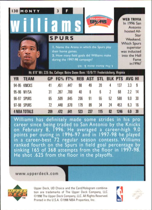 1998-99 UD Choice Basketball (Pick Choose Complete) - Picture 253 of 373