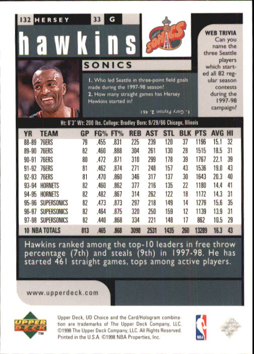 1998-99 UD Choice Basketball (Pick Choose Complete) - Picture 257 of 373