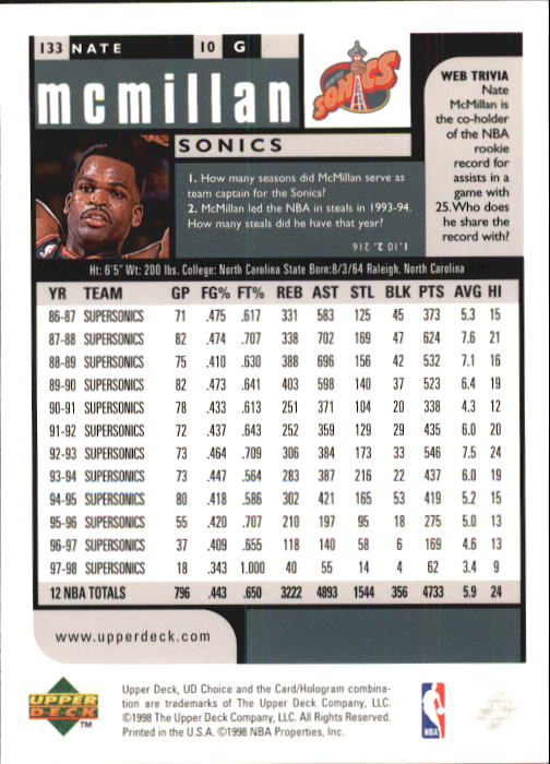 1998-99 UD Choice Basketball (Pick Choose Complete) - Picture 259 of 373