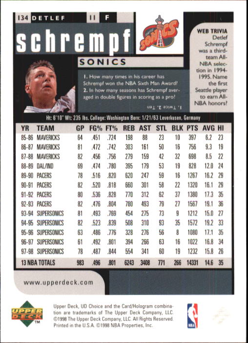 1998-99 UD Choice Basketball (Pick Choose Complete) - Picture 261 of 373