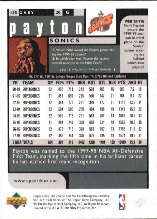 1998-99 UD Choice Basketball (Pick Choose Complete) - Picture 263 of 373