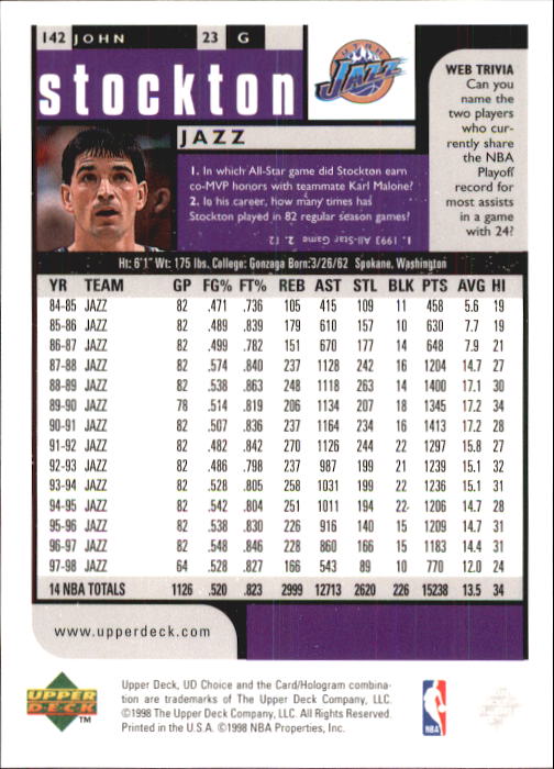 1998-99 UD Choice Basketball (Pick Choose Complete) - Picture 277 of 373