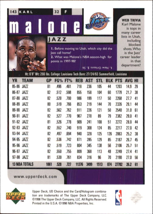 1998-99 UD Choice Basketball (Pick Choose Complete) - Picture 279 of 373