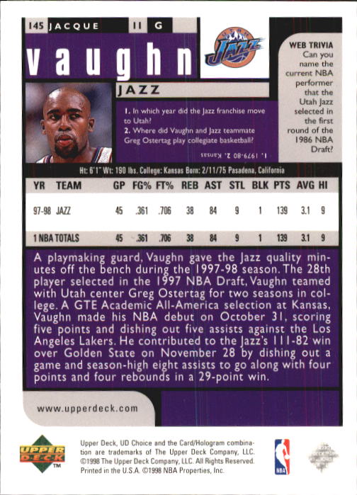 1998-99 UD Choice Basketball (Pick Choose Complete) - Picture 283 of 373