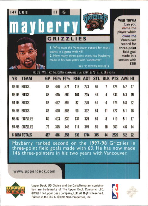 1998-99 UD Choice Basketball (Pick Choose Complete) - Picture 287 of 373