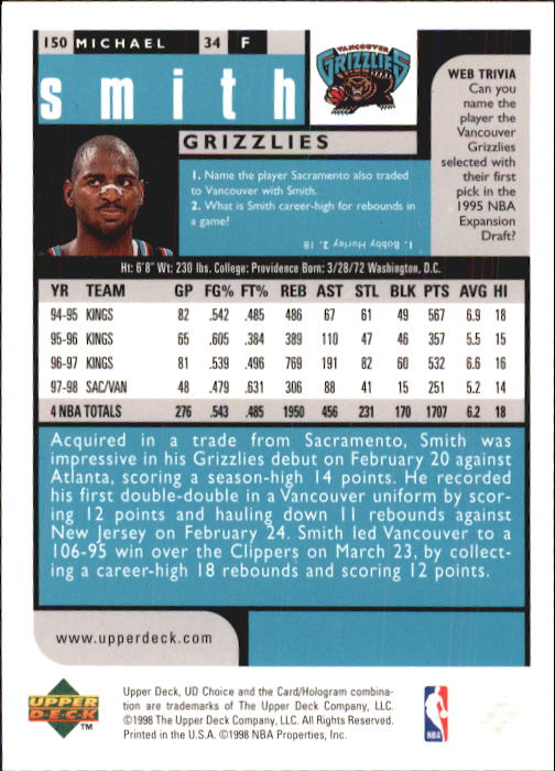 1998-99 UD Choice Basketball (Pick Choose Complete) - Picture 293 of 373
