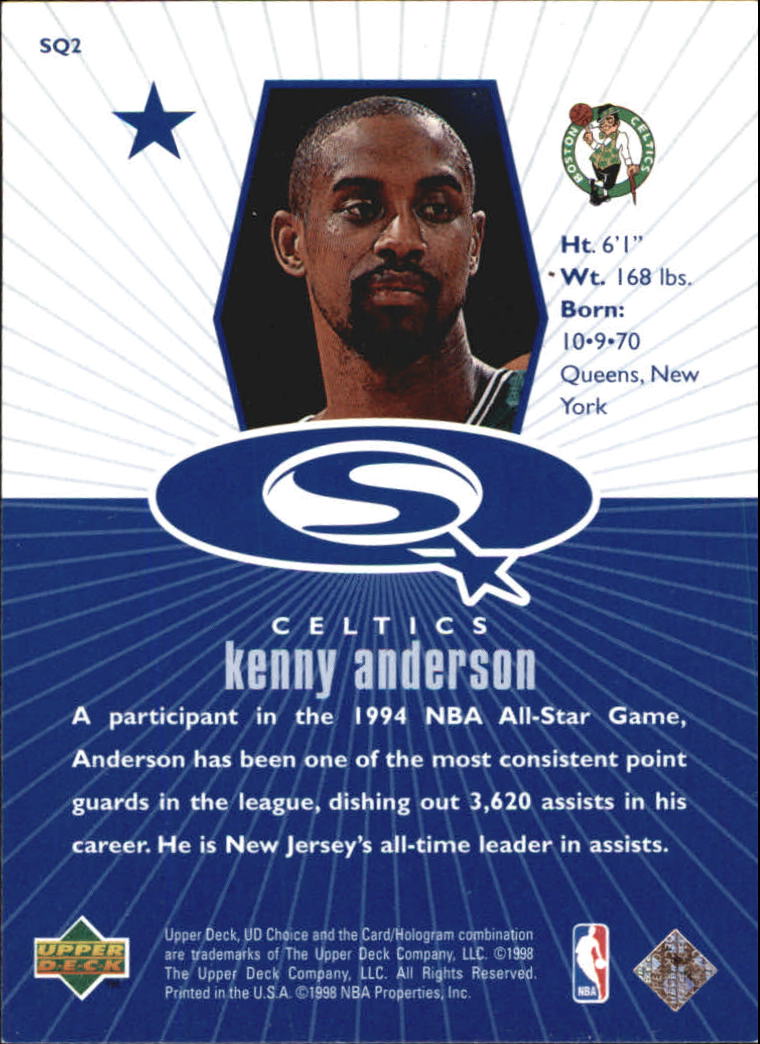 1998-99 UD Choice StarQuest Blue #SQ2 Kenny Anderson back image