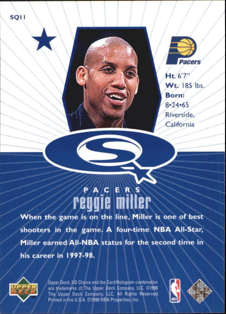 1998-99 UD Choice StarQuest Blue #SQ11 Reggie Miller