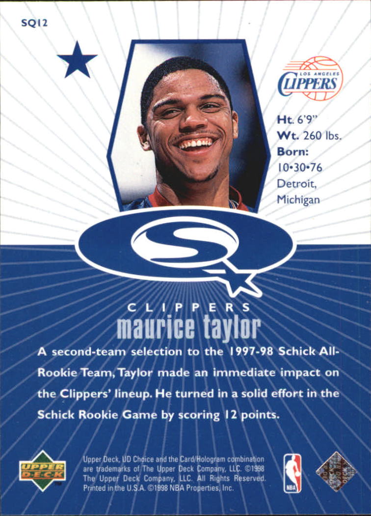 1998-99 UD Choice StarQuest Blue #SQ12 Maurice Taylor back image