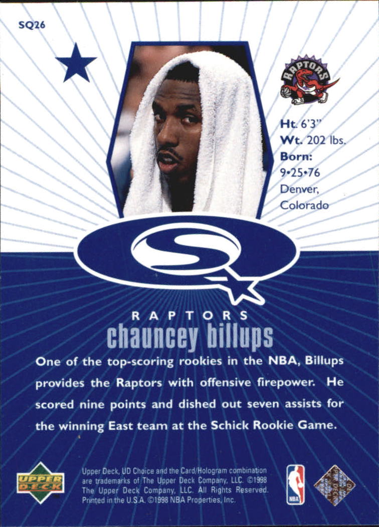 1998-99 UD Choice StarQuest Blue #SQ26 Chauncey Billups back image