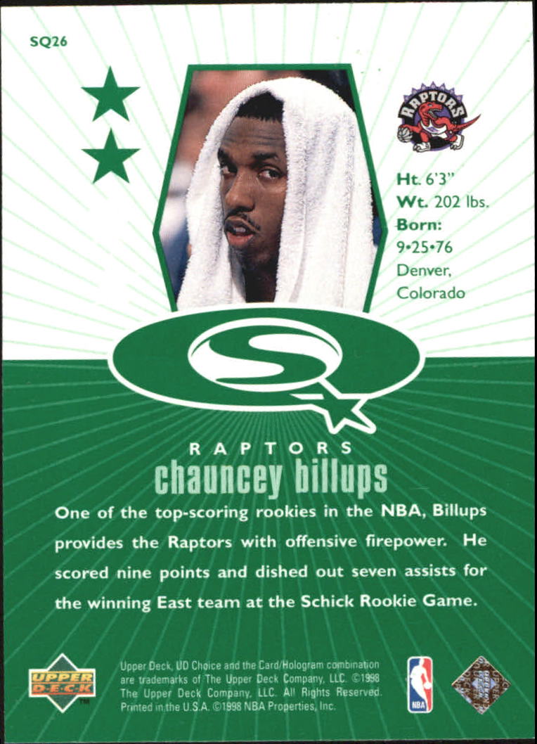 1998-99 UD Choice StarQuest Green #SQ26 Chauncey Billups back image