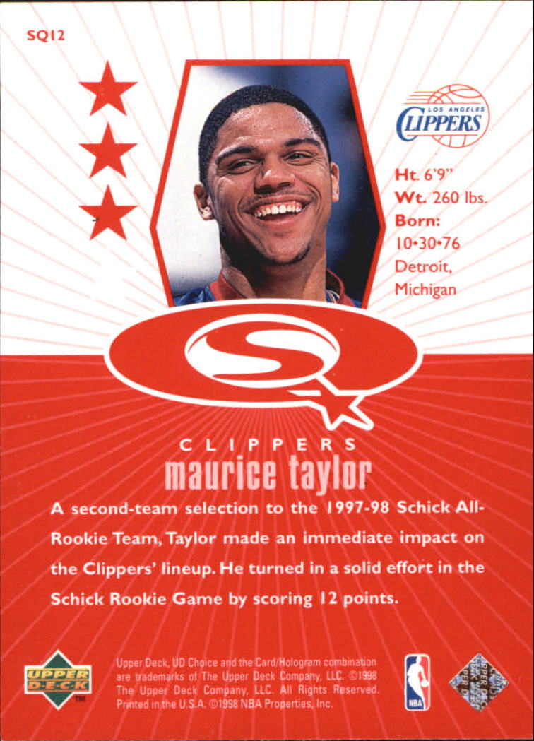 1998-99 UD Choice StarQuest Red #SQ12 Maurice Taylor back image
