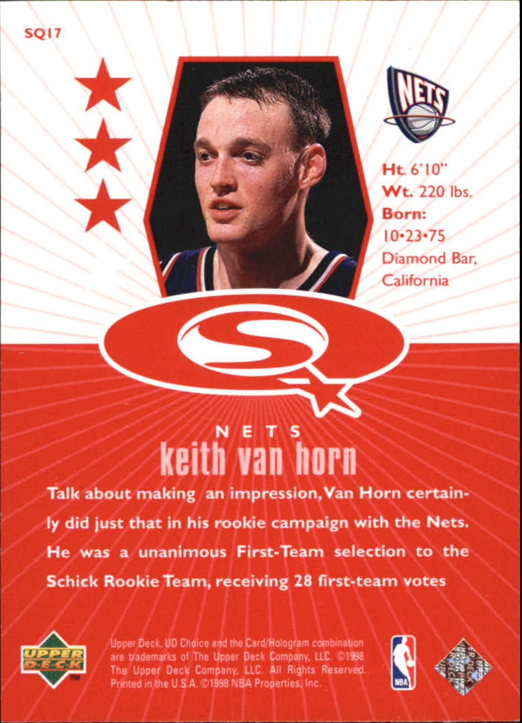 1998-99 UD Choice StarQuest Red #SQ17 Keith Van Horn back image