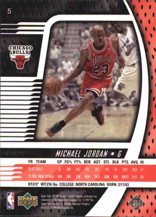 1998-99 UD Ionix #5 Michael Jordan back image