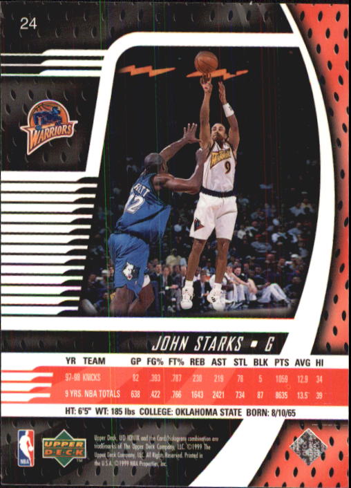 1998-99 UD Ionix #24 John Starks back image