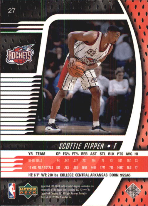 1998-99 UD Ionix #27 Scottie Pippen back image