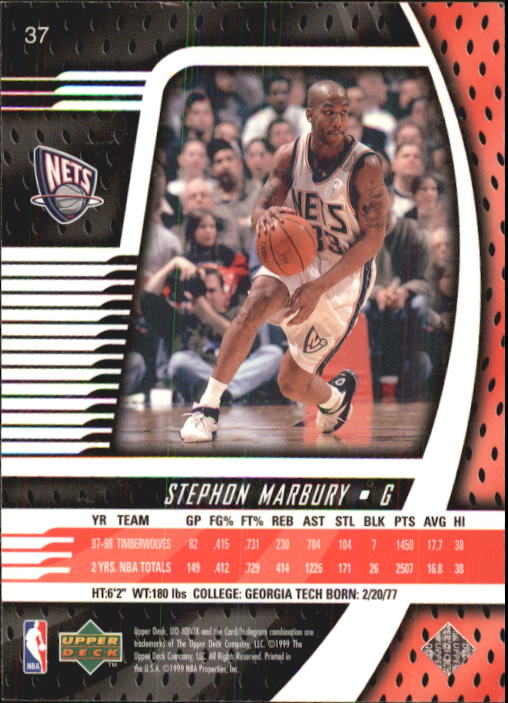 1998-99 UD Ionix #37 Stephon Marbury back image