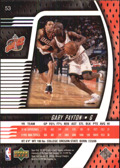 1998-99 UD Ionix #53 Gary Payton back image