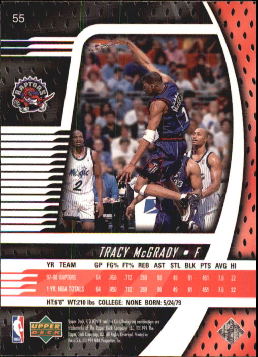 1998-99 UD Ionix #55 Tracy McGrady back image