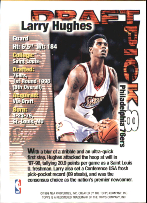 1998-99 Topps Draft Redemption #8 Larry Hughes back image