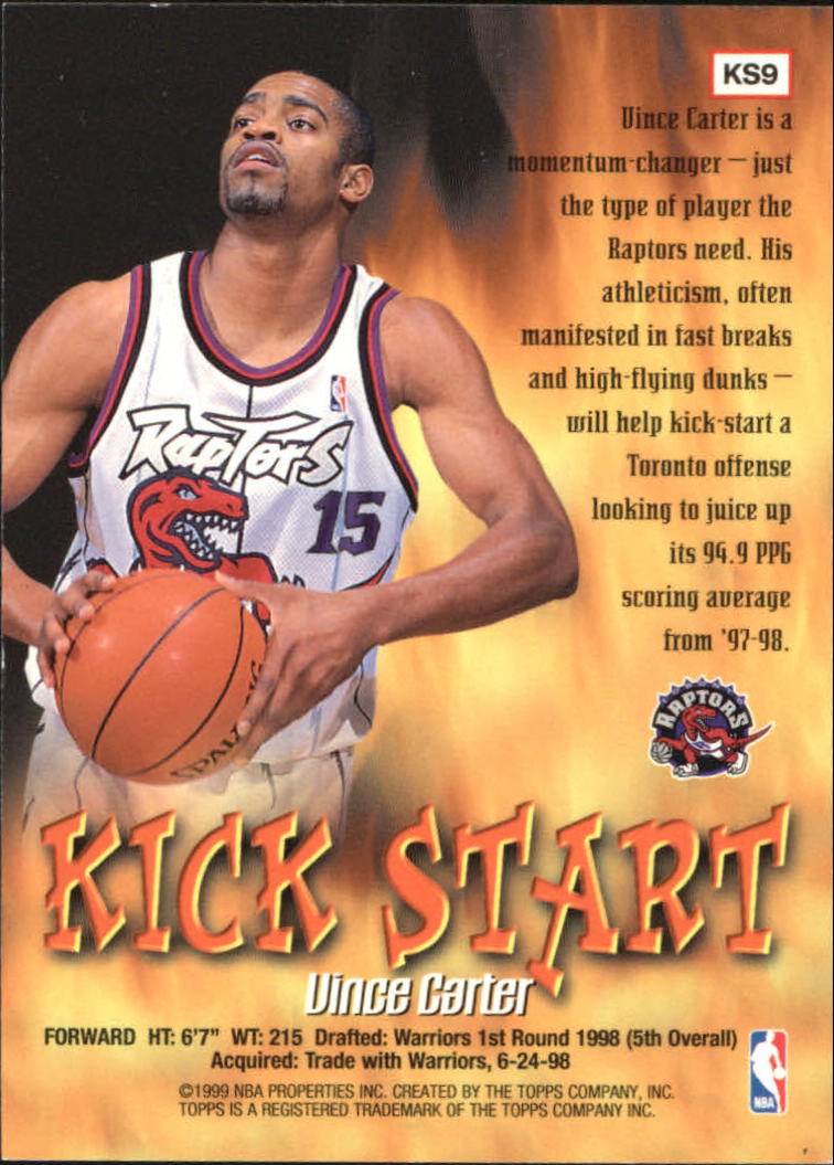 1998-99 Topps Kick Start #KS9 Vince Carter back image