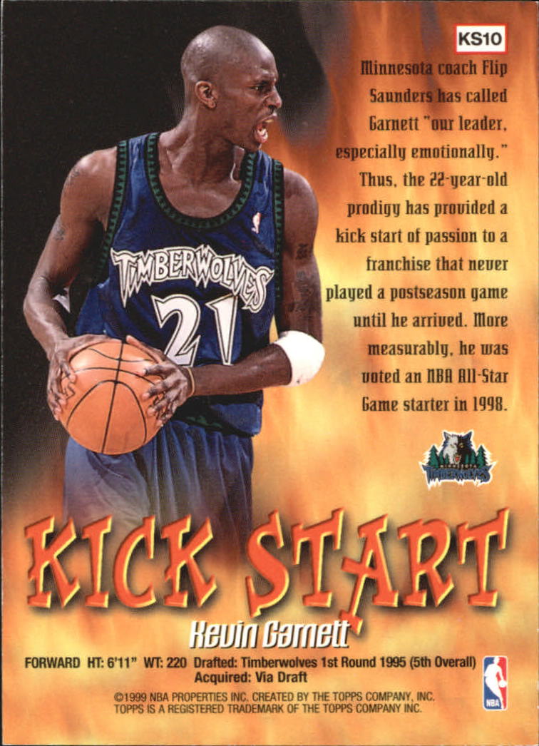 1998-99 Topps Kick Start #KS10 Kevin Garnett back image