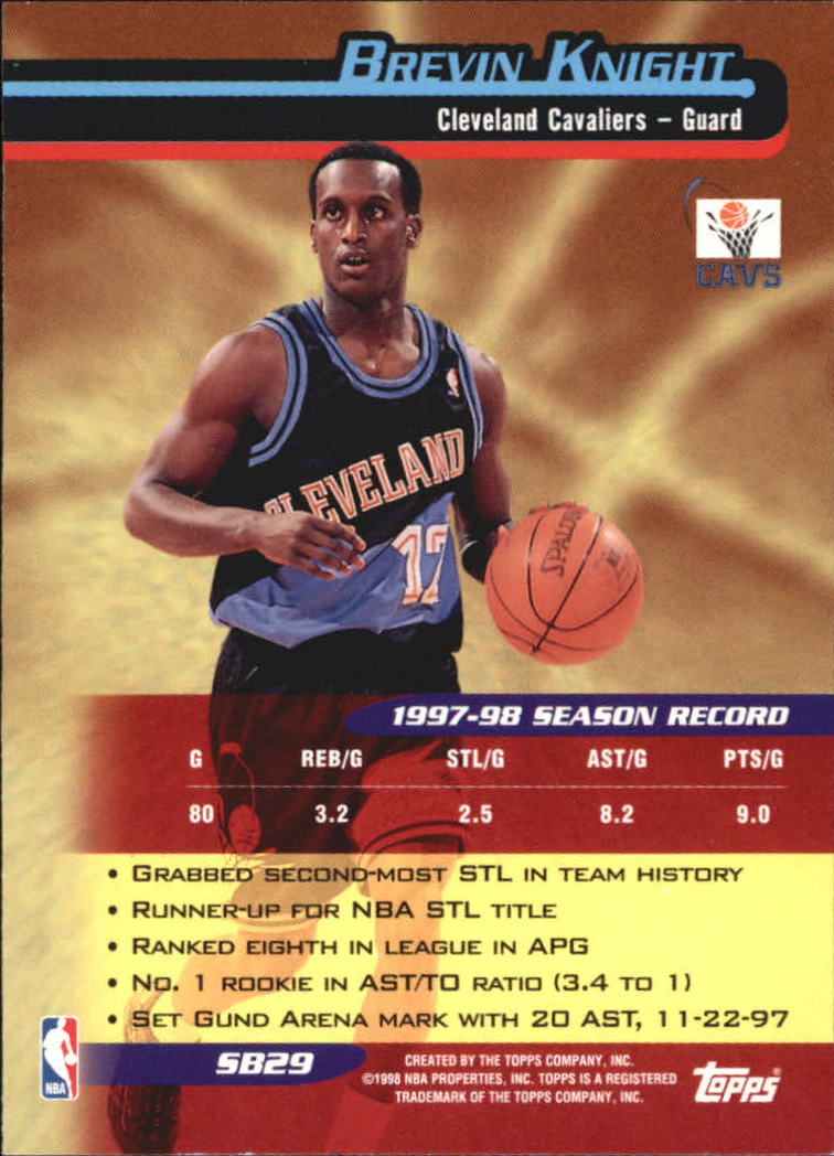 1998-99 Topps Season's Best Cavaliers Basketball Card #SB29 Brevin ...