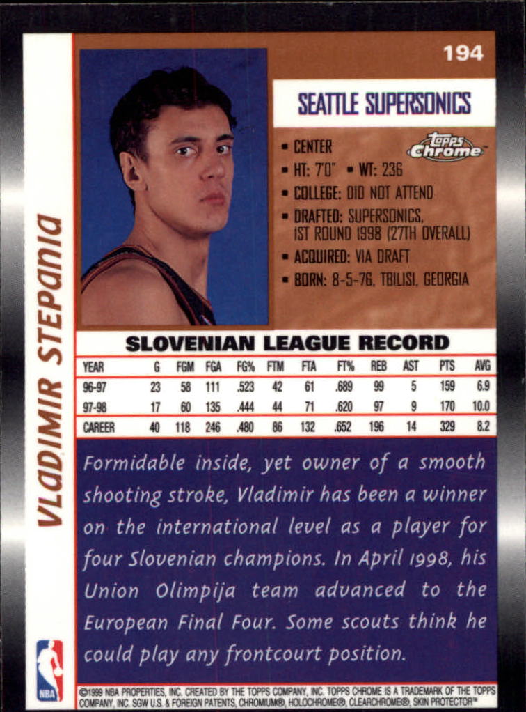 1998-99 Topps Chrome #194 Vladimir Stepania RC back image