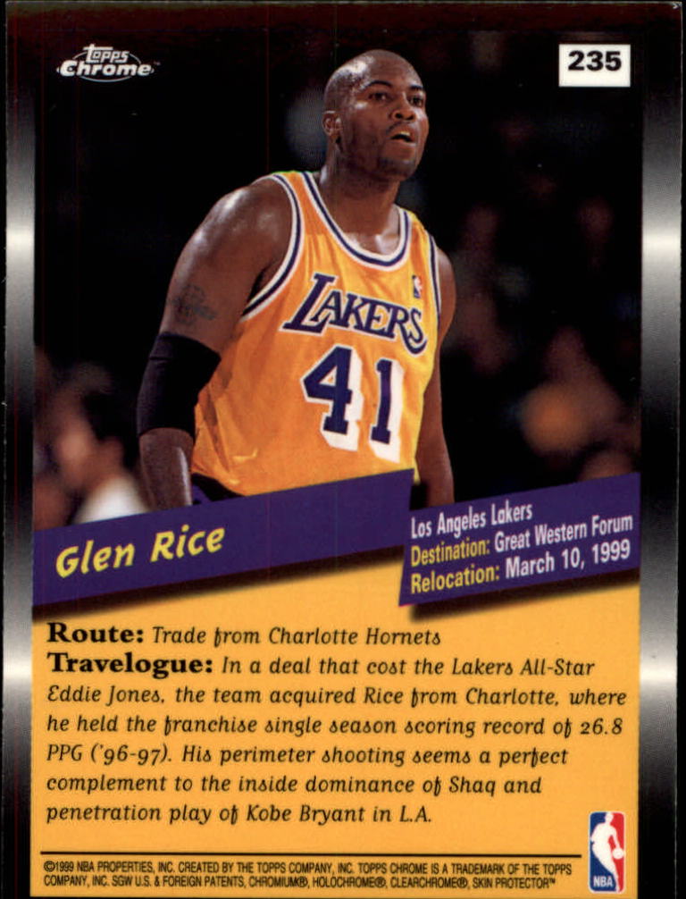 1998-99 Topps Chrome #235 Glen Rice MO back image