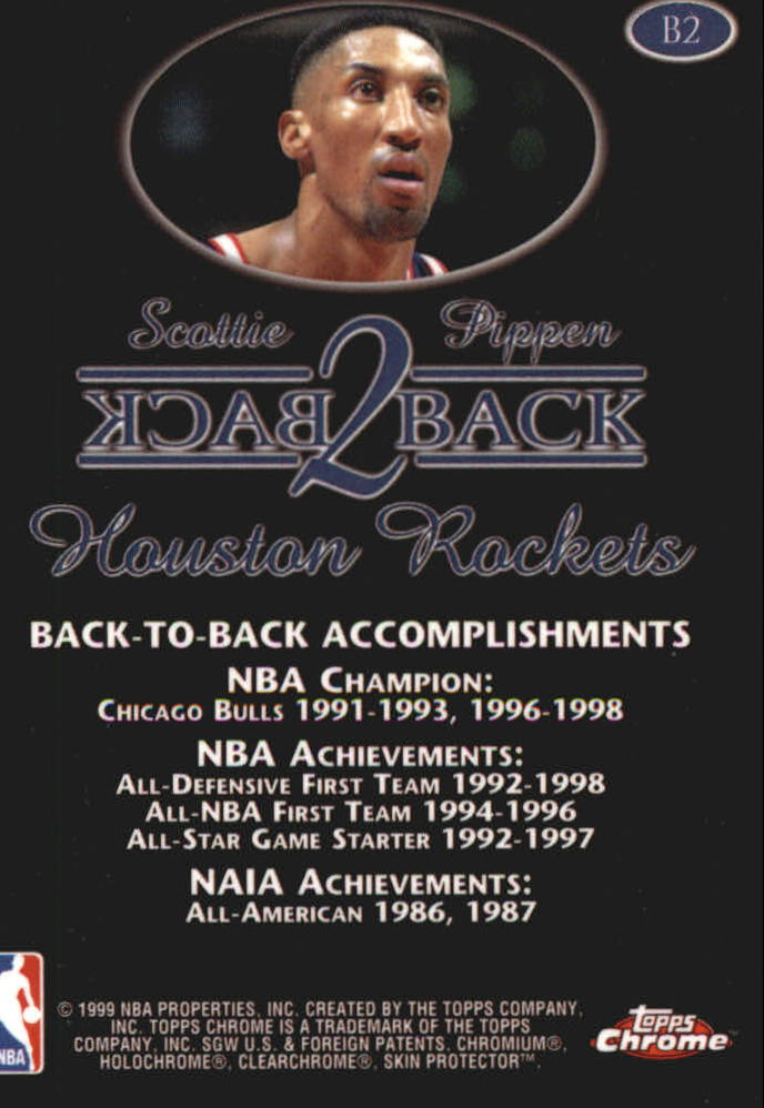 1998-99 Topps Chrome Back 2 Back #B2 Scottie Pippen back image