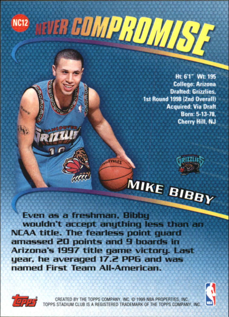 1998-99 Stadium Club Never Compromise #NC12 Mike Bibby back image
