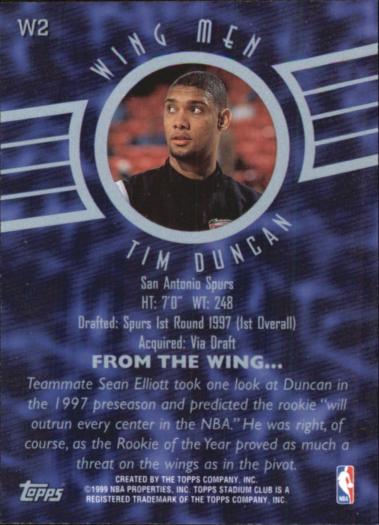1998-99 Stadium Club Wing Men #W2 Tim Duncan back image