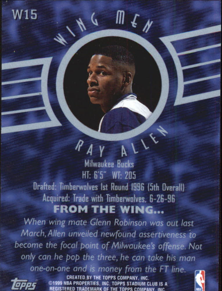 1998-99 Stadium Club Wing Men #W15 Ray Allen back image