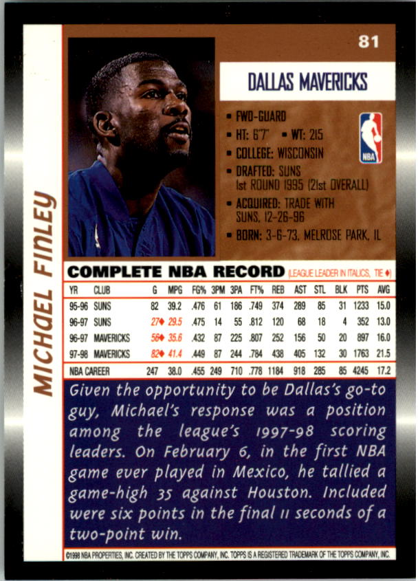B1550- 1998-99 Topps Bk Cards 1-220 +RCs +Inserts -You Pick- 15+ FREE US SHIP - Picture 143 of 410