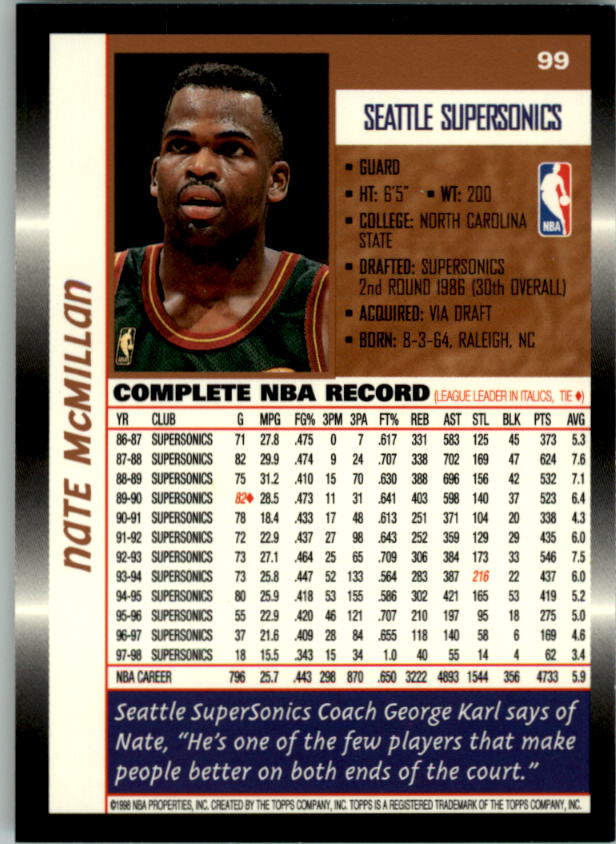 B1550- 1998-99 Topps Bk Cards 1-220 +RCs +Inserts -You Pick- 15+ FREE US SHIP - Picture 175 of 410