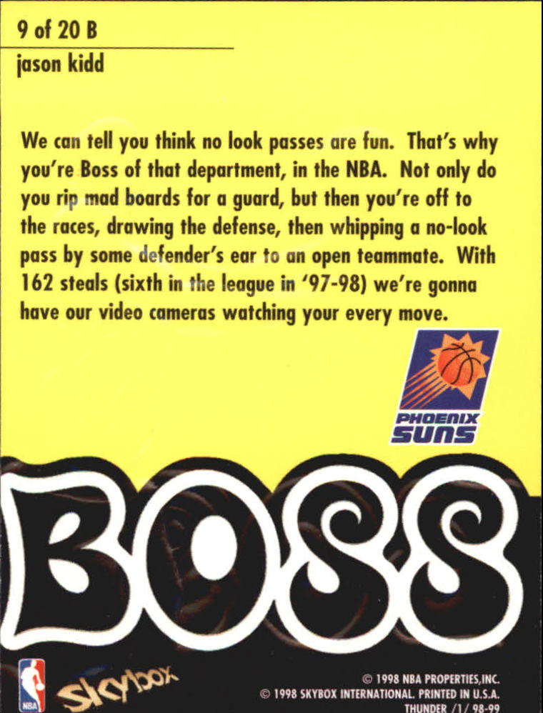 1998-99 SkyBox Thunder Boss #9 Jason Kidd back image
