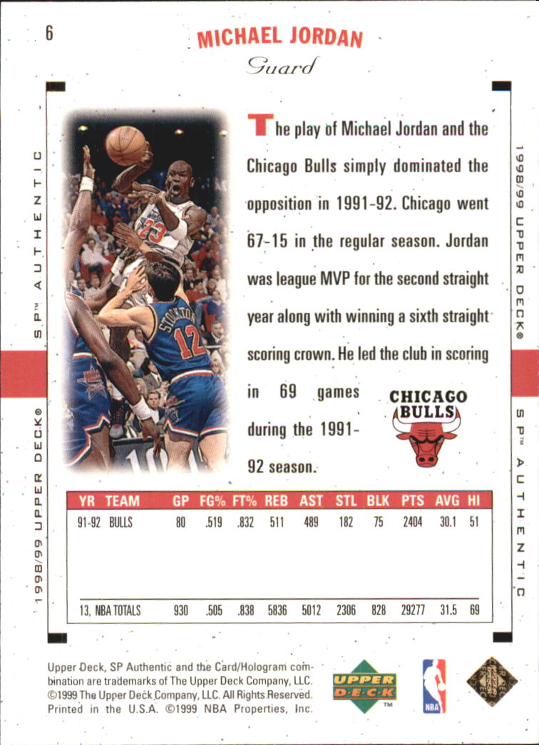 1998-99 SP Authentic #5 Michael Jordan back image