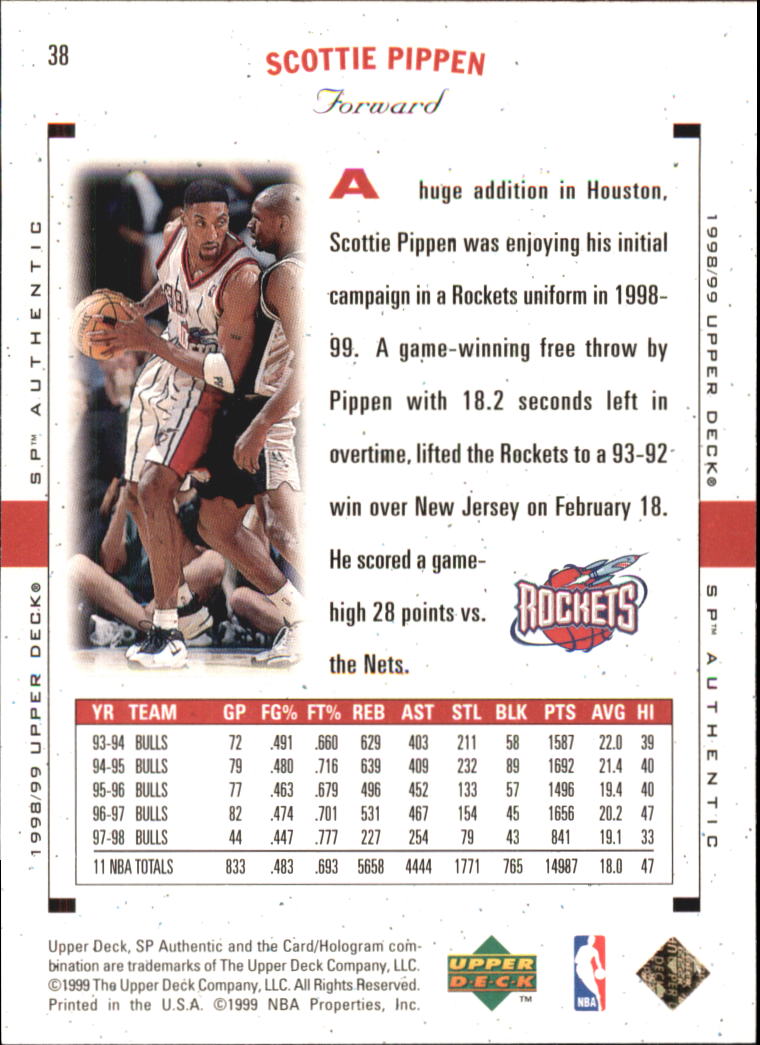 1998-99 SP Authentic #38 Scottie Pippen back image