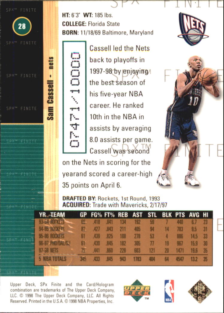 A9155- 1998-99 SPx Finite Bk Cards 1-250 +Inserts -You Pick- 15+ FREE US SHIP - Picture 15 of 119