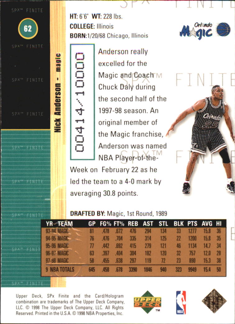 A9155- 1998-99 SPx Finite Bk Cards 1-250 +Inserts -You Pick- 15+ FREE US SHIP - Picture 45 of 119