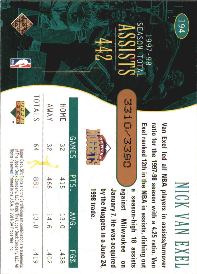A9155- 1998-99 SPx Finite Bk Cards 1-250 +Inserts -You Pick- 15+ FREE US SHIP - Picture 93 of 119