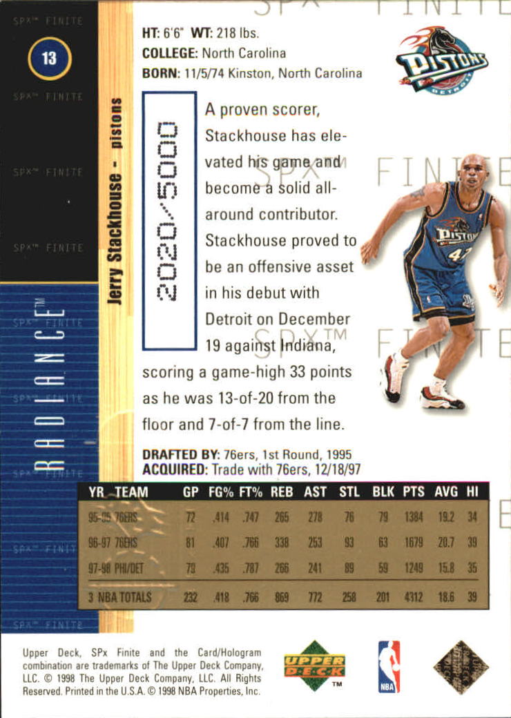 A9155- 1998-99 SPx Finite Bk Cards 1-250 +Inserts -You Pick- 15+ FREE US SHIP - Picture 101 of 119